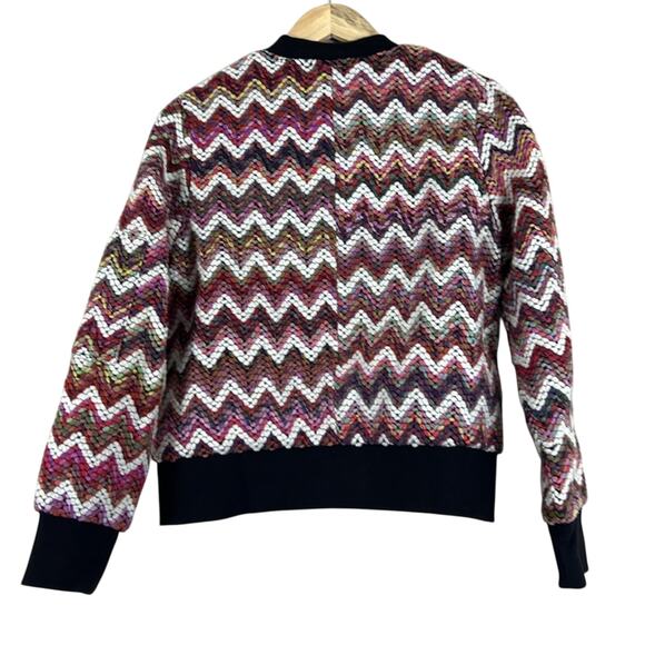 Vici Bomber Jacket Womens S Multicolor Chevron Textured Knit Boho Retro Indie - Picture 4 of 7